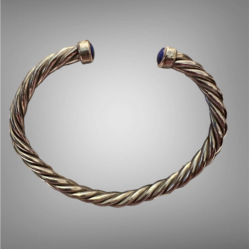 David Yurman Sterling Silver Lapis Lazuli Cable Cuff Bracelet